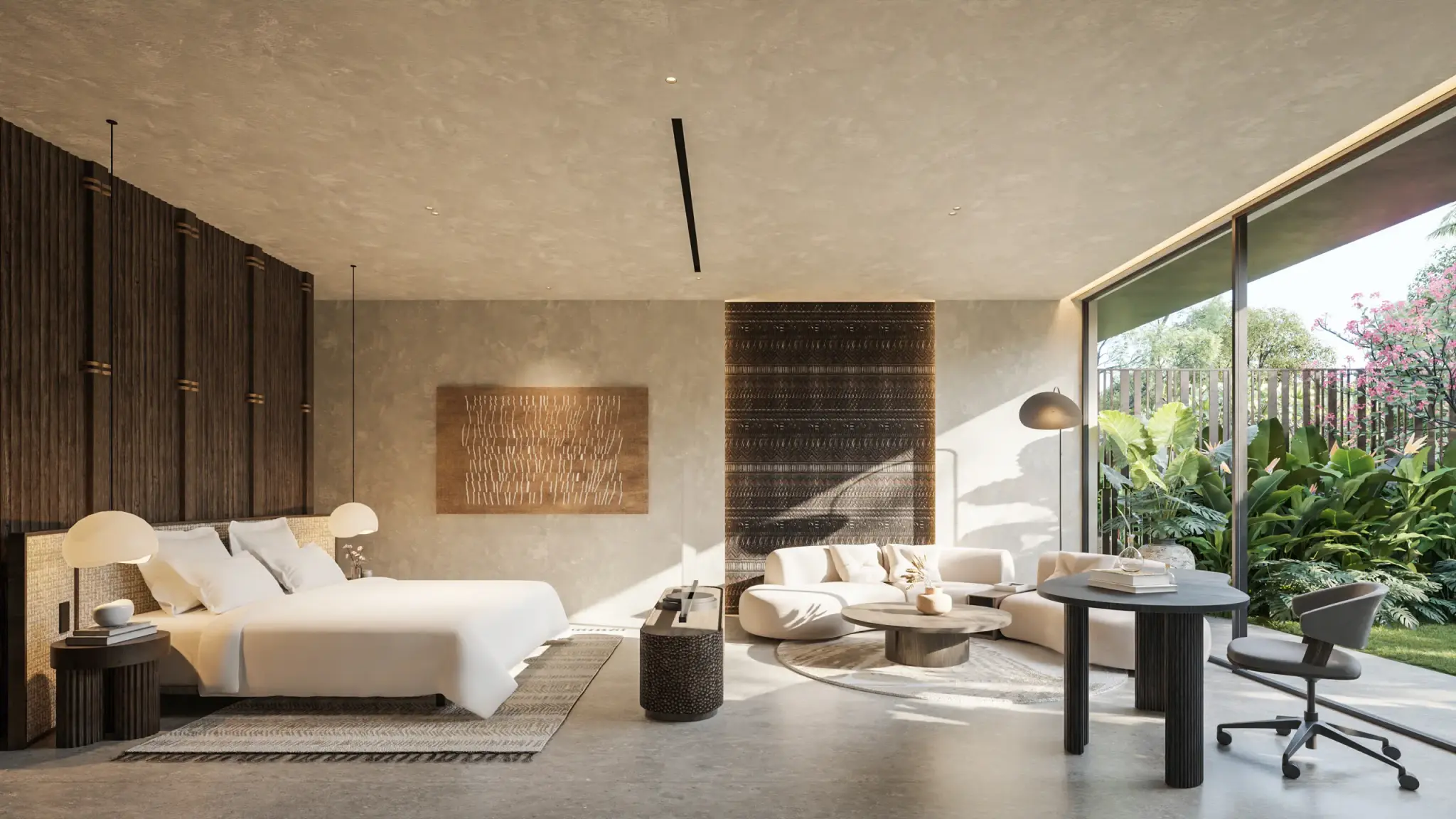 Interior rendering of ADDRESSBALI® residence with coastal luxury finish