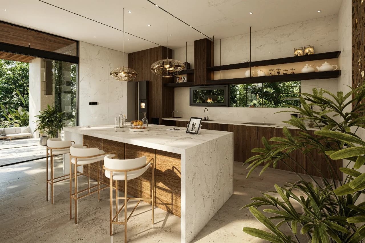 Azura Boutique Villas open kitchen with boutique-style interior design